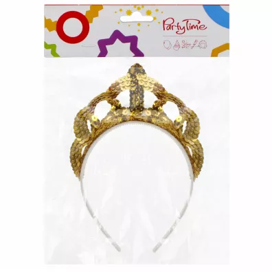Arpex Ozdoba karnawa�owa Tiara w cekiny z�ota