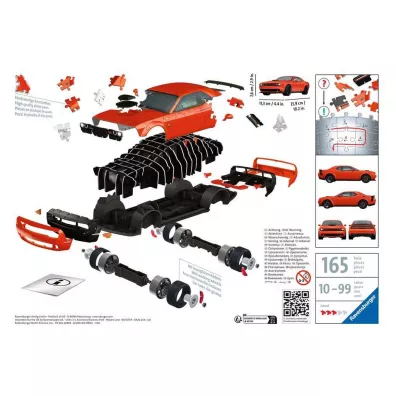 Puzzle 3D Pojazdy: Dodge Challenger R/T Scat Pack Widebody Ravensburger