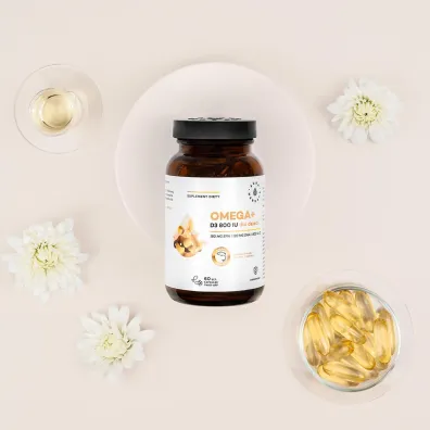 Aura Herbals Omega+ Witamina D3 800 IU dla dzieci, kapsu�ki twist-off - suplement diety 60 kaps.