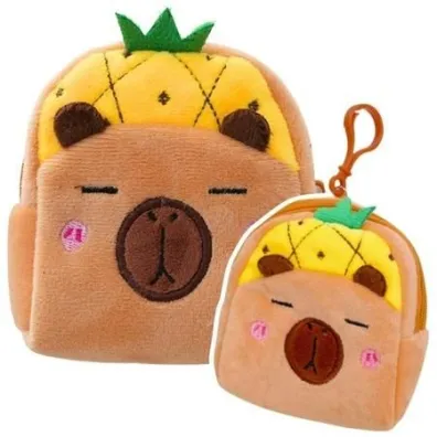 LeanToys Portfelik pluszowy z brelokiem Kapibara ananas