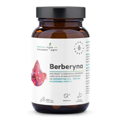 Aura Herbals Berberyna 490 mg, HCL, Berberis aristata - suplement diety 60 kaps.