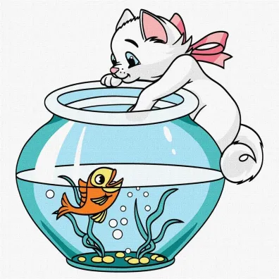 Malowanie po numerach - Wdzi�czny kotek Kids 30x30cm Ideyka