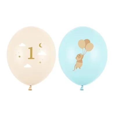 PartyDeco Balony Myszki z cyferk� 1 Light Blue 30cm