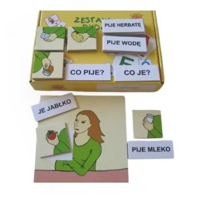 Zestaw dydaktyczny. Co je? Co pije?