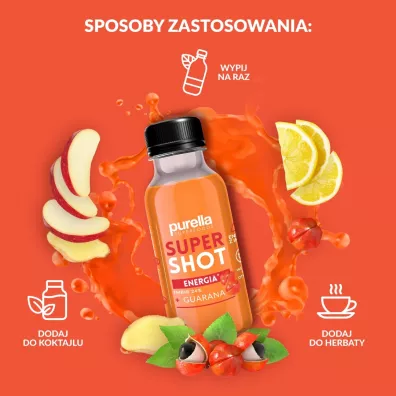 Purella Super Shot Energia imbir + guarana Zgrzewka 16 x 100 ml