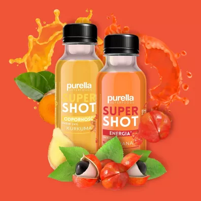 Purella Super Shot Energia imbir + guarana Zgrzewka 16 x 100 ml