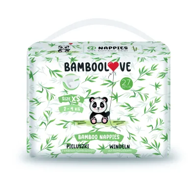 Bamboolove Pieluszki bambusowe jednorazowe (2-4 kg) rozm. XS 27 szt. Bamboolove Pieluszki bambusowe jednorazowe (2-4 kg) rozm. XS 27 szt.