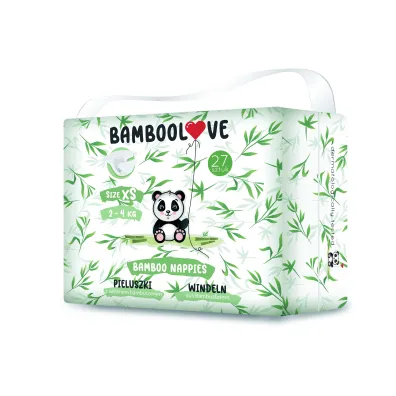 Bamboolove Pieluszki bambusowe jednorazowe (2-4 kg) rozm. XS 27 szt. Bamboolove Pieluszki bambusowe jednorazowe (2-4 kg) rozm. XS 27 szt.