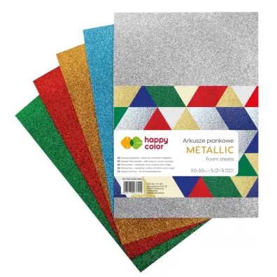 Happy Color Arkusze piankowe MIX METALLIC, 5 kolor�w, A4, 5 arkuszy