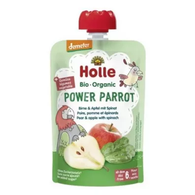 Holle Mus Moc Papugi Gruszka i jabko ze szpinakiem od 6. miesica 100 g Bio