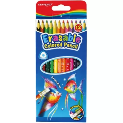 Keyroad Kredki owkowe trjktne z gumk 12 szt.