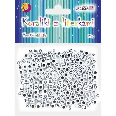 Aliga Koraliki plastikowe z literkami 6x6mm 25g