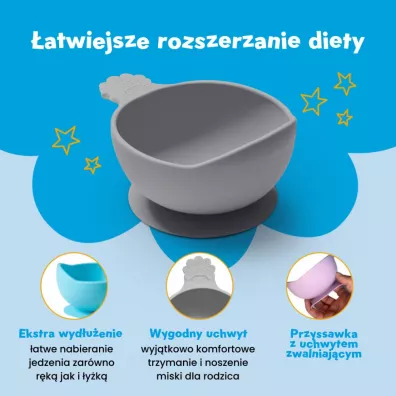 Nana`s Manners Etap 1, Miska silikonowa z przyssawk� i uchwytem, szara