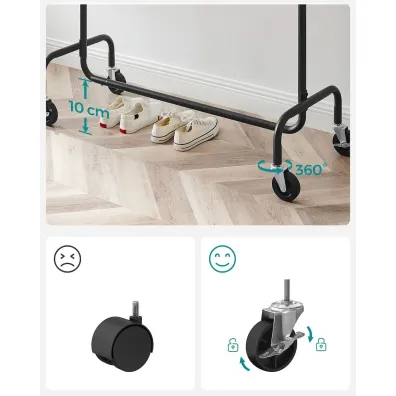 Songmics Mobilny wieszak na ubrania matowa czer
