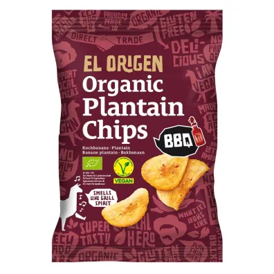 El Origen Chipsy z plantana BBQ bezglutenowe 80 g Bio
