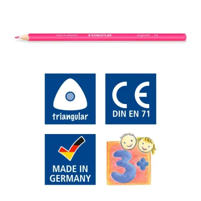 Staedtler Kredki o��wkowe ergosoft, tr�jk�tne, 12 kolor�w, w etui