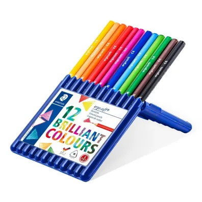 Staedtler Kredki o��wkowe ergosoft, tr�jk�tne, 12 kolor�w, w etui