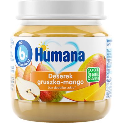 Humana Deserek gruszka-mango po 6. miesicu 100% Organic Quality 125 g Bio
