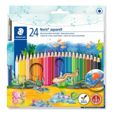 Staedtler Kredki owkowe Noris Club, szecioktne, akwarelowe z pdzelkiem 24 szt.