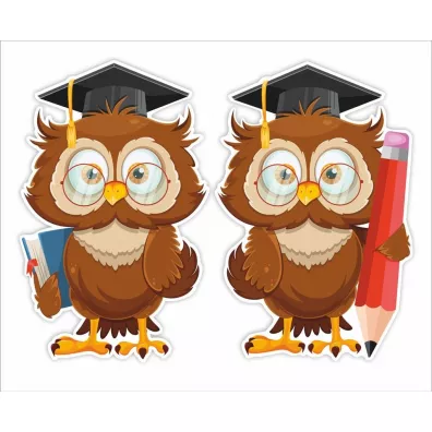 LearnHow Dekoracje okienne szko�a - Sowy w biretach 2 szt.