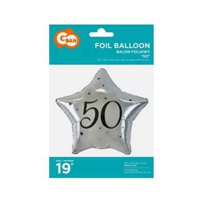 Godan Balon foliowy 50-tka gwiazda srebrny