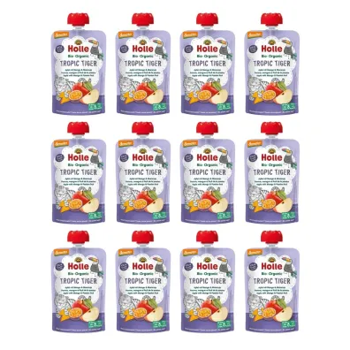 Holle Mus Tropikalny tygrysek (jab�ko - mango - marakuja) od 8 miesi�ca Demeter Zestaw 12 x 100 ml Bio