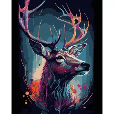 Twoje Hobby Malowanie po numerach czarne p��tno - Kolorowy jele� 40x50cm