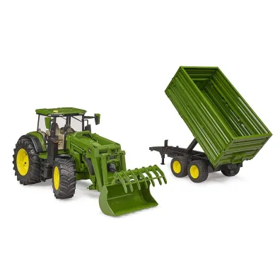Traktor John Deere 7R 350 z �adowaczem i przyczep� Bruder