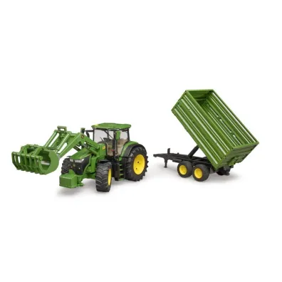 Traktor John Deere 7R 350 z �adowaczem i przyczep� Bruder