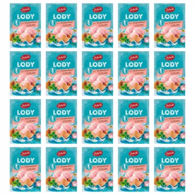 Delecta Lody w proszku o smaku truskawkowym zgrzewka (31.03.2025) 20 x 57 g