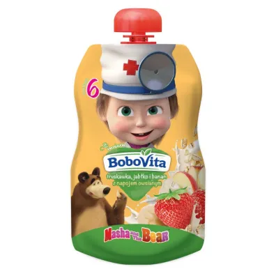 BoboVita Mus truskawka, jab�ko i banan z napojem owsianym po 6 miesi�cu 100 g