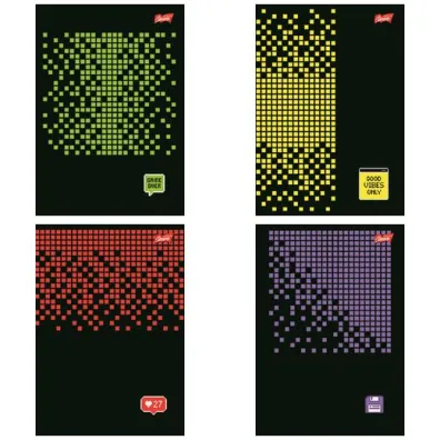 St. Majewski Zeszyt A5 96 kartek kratka. Ok�adka laminowana lakier miejscowy UV 70 g/m2. Pixel Pulse