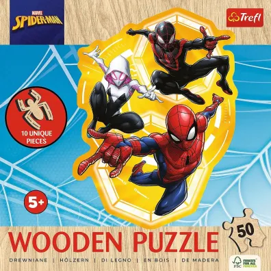 Puzzle drewniane 50 el. SpiderMan gotowy w akcji Trefl