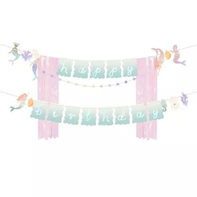 PartyDeco Baner Happy Birthday Syrenka 130x100cm