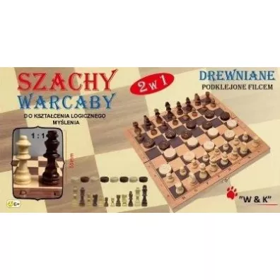 Szachy i warcaby drewniane 2w1