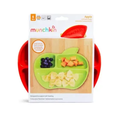 Zestaw kolorowych talerzyk�w w kszta�cie jab�ek Munchkin 3szt.