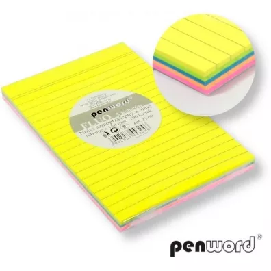 Penword Notes samoprzylepny w lini� mix 100x150mm 100 kartek