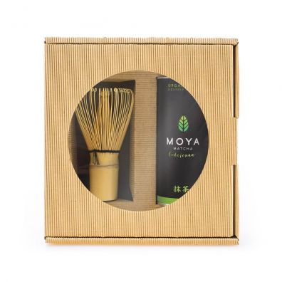 Moya Matcha Zestaw herbata zielona matcha codzienna + miotełka bambusowa chasen 30 g Bio