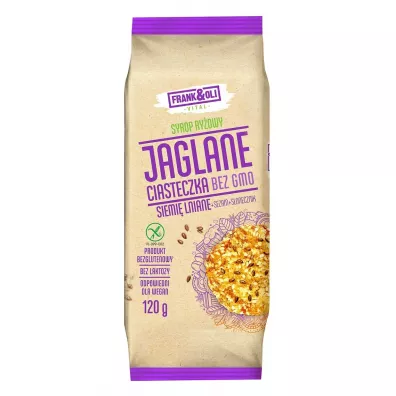 Frank&Oli Ciasteczka jaglane z siemieniem lnianym + sezam bez GMO 120 g