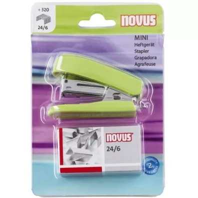 Novus Zszywacz mini jasno zielony + zszywki 24/6 blister