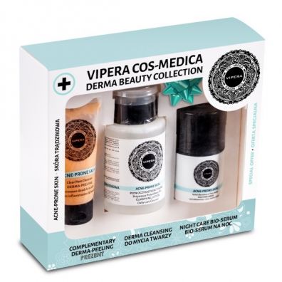 Cos-Medica Derma Beauty Collection zestaw 3 kosmetyków 01 do cery trądzikowej peeling + płyn oczyszczający + bio serum na noc