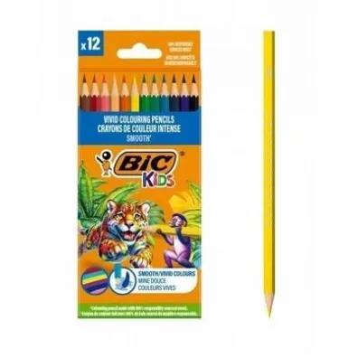 Kredki drewniane Kids Smooth ECO 12szt BIC