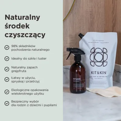 Kit and Kin Naturalny P�yn do mycia szyb i luster, o zapachu grejpfruta 500 ml