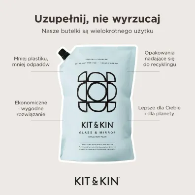 Kit and Kin Naturalny P�yn do mycia szyb i luster, o zapachu grejpfruta 500 ml
