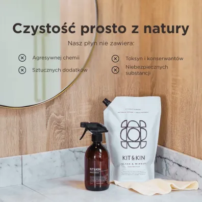 Kit and Kin Naturalny P�yn do mycia szyb i luster, o zapachu grejpfruta 500 ml