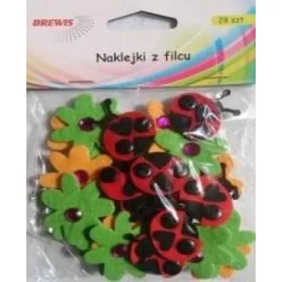 Brewis Naklejki z filcu biedronki i kwiatki 28 szt.