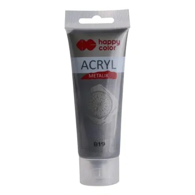 Happy Color Farba akrylowa metalik czarne srebro 75ml
