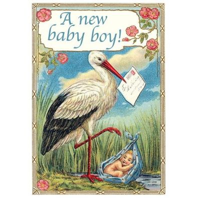 Karnet B6 z kopertą Narodziny Bocian Chłopiec