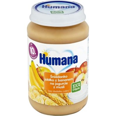 Humana Śniadanko jabłko z bananem na jogurcie z musli po 10. miesiącu 100% Organic Quality 190 g Bio