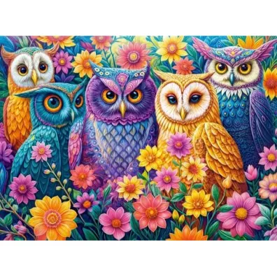 Puzzle 3000 el. Flower Owl Meeting Castorland